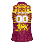 Personalized Brisbane Lions Women Sleeveless Polo Shirt Polynesian Tribal Pattern Heritage Football