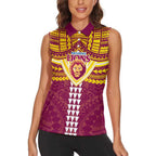 Personalized Brisbane Lions Women Sleeveless Polo Shirt Polynesian Tribal Pattern Heritage Football