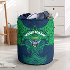 Personalized Canberra Raiders Laundry Basket Polynesian Tribal Pattern Style