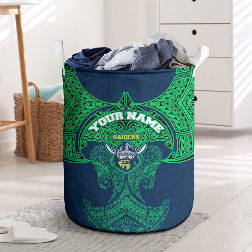 Personalized Canberra Raiders Laundry Basket Polynesian Tribal Pattern Style