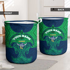 Personalized Canberra Raiders Laundry Basket Polynesian Tribal Pattern Style