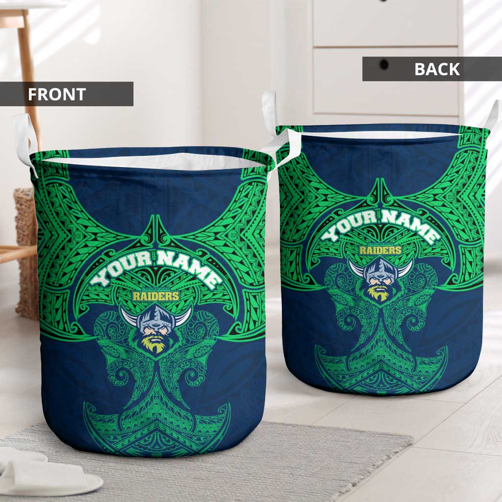 Personalized Canberra Raiders Laundry Basket Polynesian Tribal Pattern Style