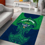 Personalized Canberra Raiders Area Rug Polynesian Tribal Pattern Style