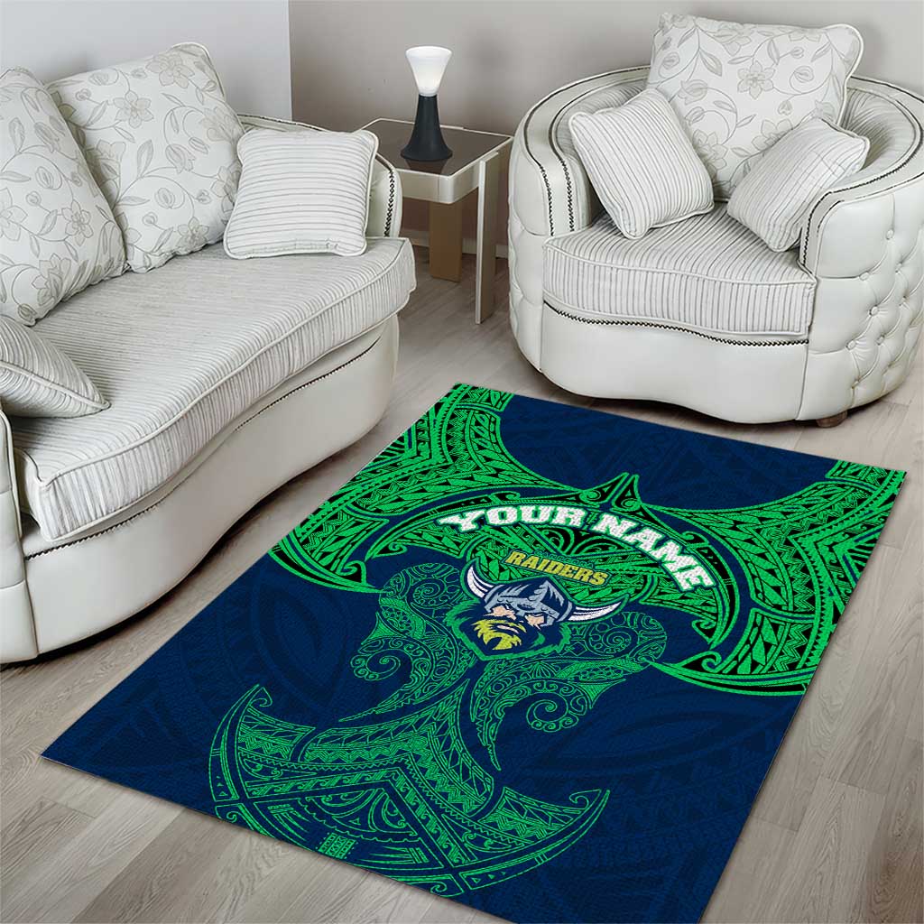Personalized Canberra Raiders Area Rug Polynesian Tribal Pattern Style