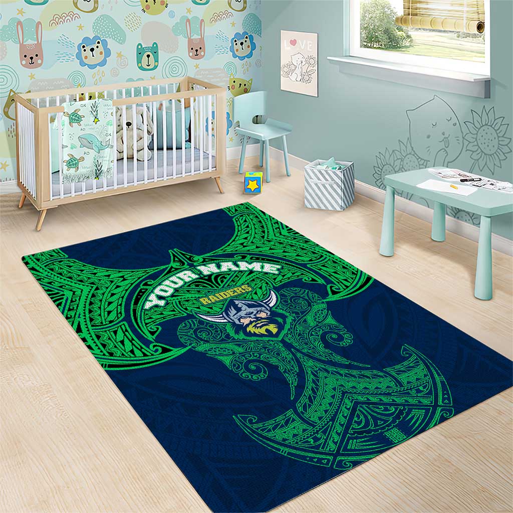 Personalized Canberra Raiders Area Rug Polynesian Tribal Pattern Style