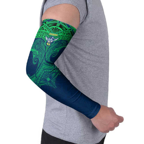 Personalized Canberra Raiders Arm Sleeves Polynesian Tribal Pattern Style
