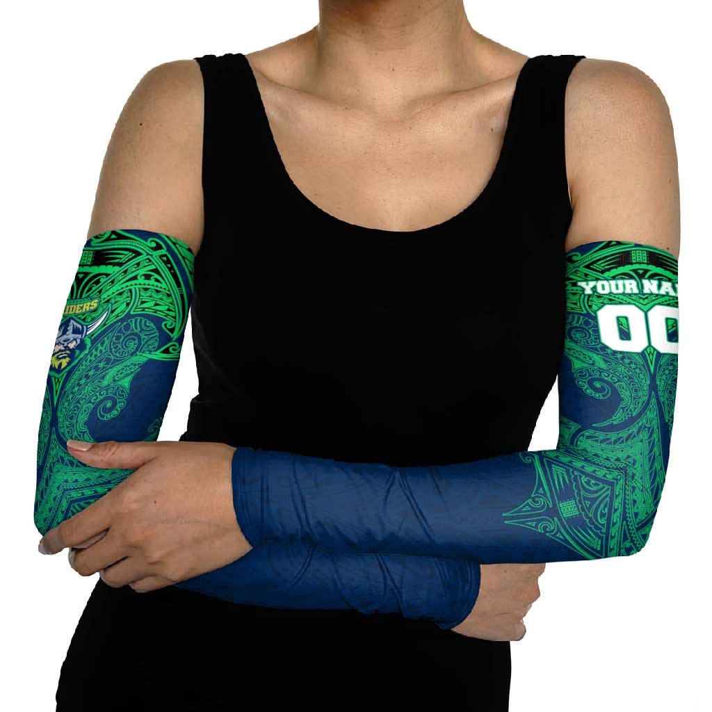 Personalized Canberra Raiders Arm Sleeves Polynesian Tribal Pattern Style