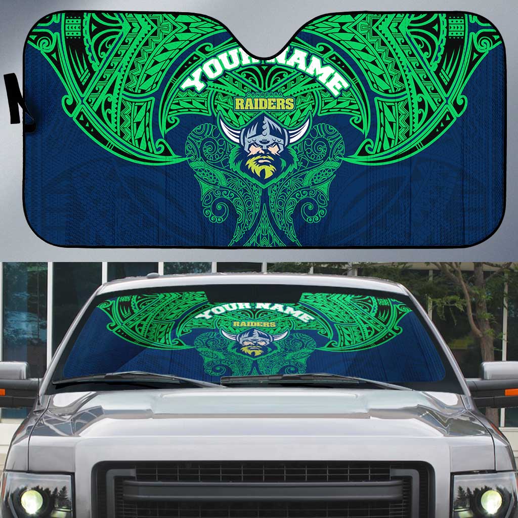 Personalized Canberra Raiders Auto Sun Shade Polynesian Tribal Pattern Style