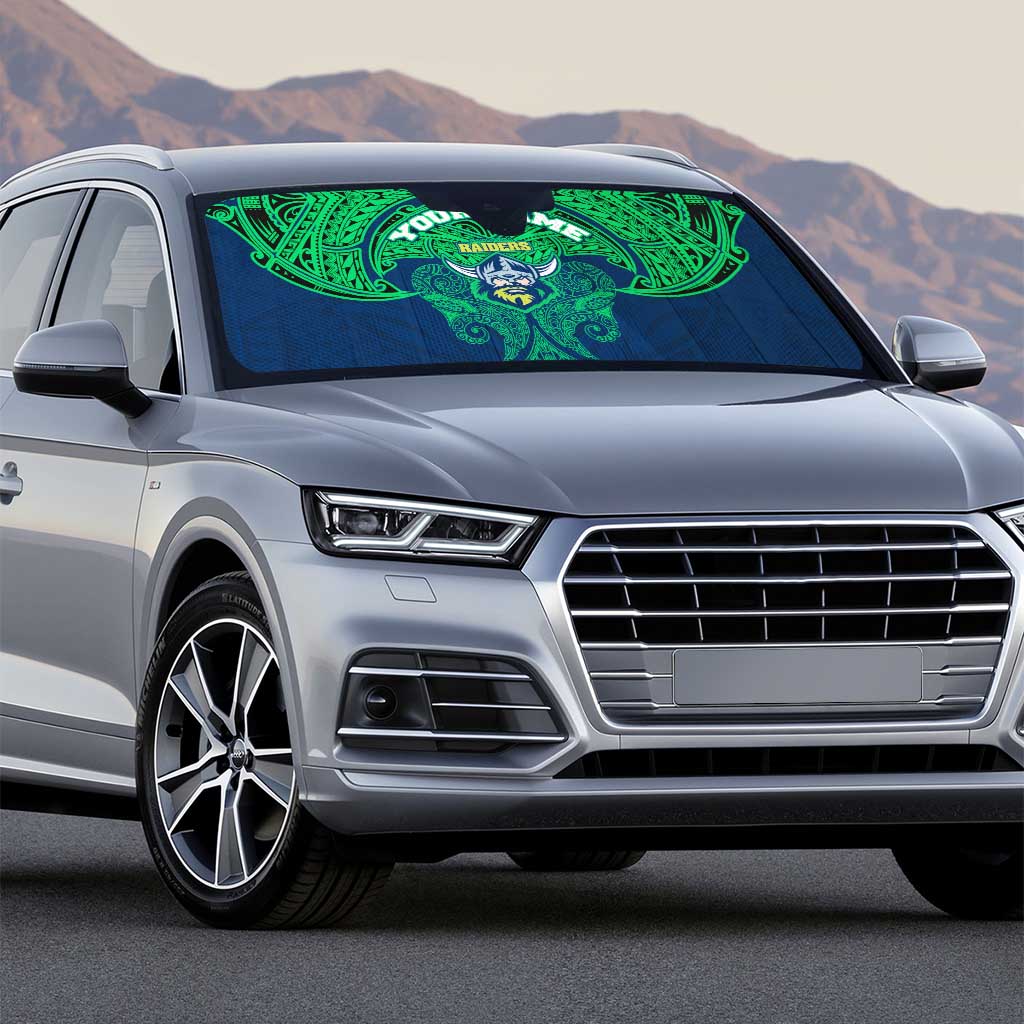 Personalized Canberra Raiders Auto Sun Shade Polynesian Tribal Pattern Style