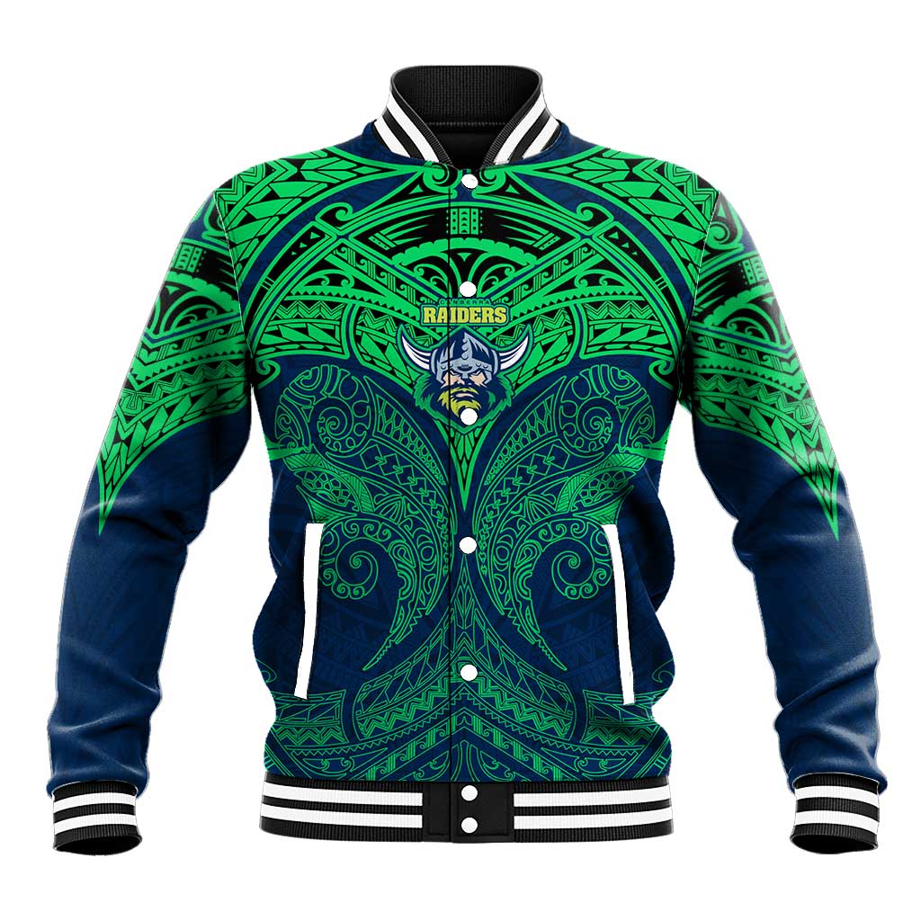 Personalized Canberra Raiders Baseball Jacket Polynesian Tribal Pattern Style