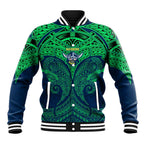 Personalized Canberra Raiders Baseball Jacket Polynesian Tribal Pattern Style