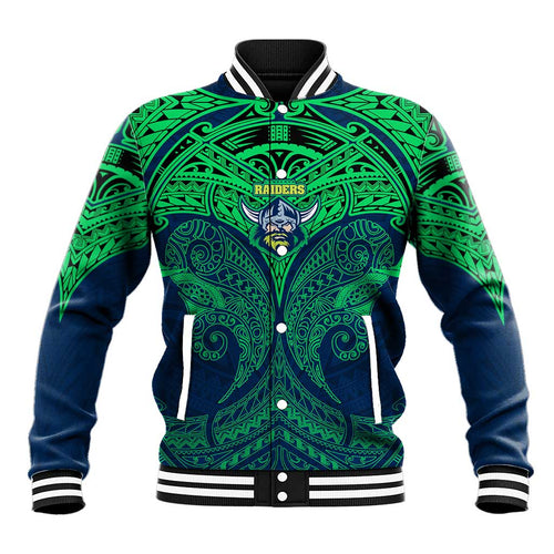 Personalized Canberra Raiders Baseball Jacket Polynesian Tribal Pattern Style