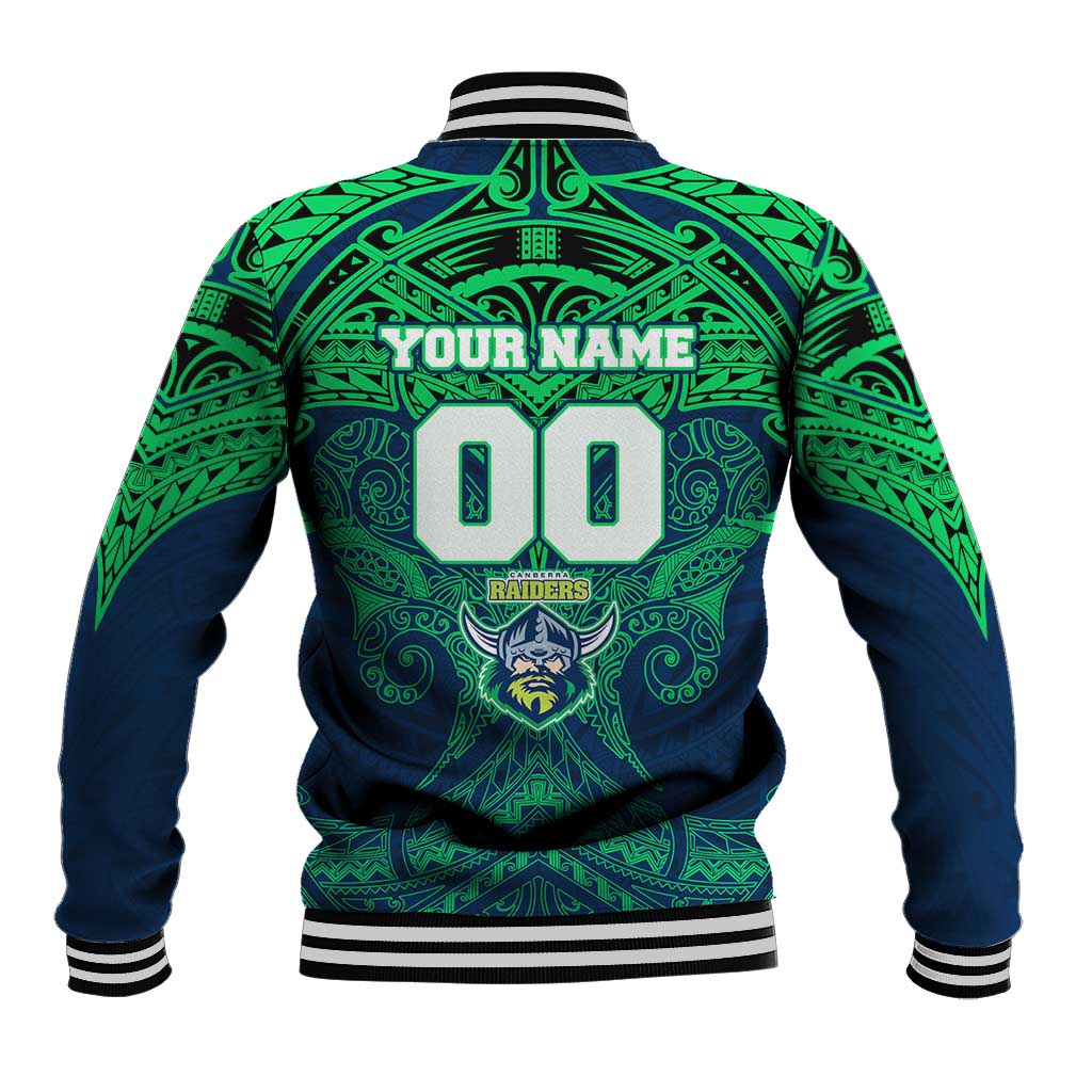 Personalized Canberra Raiders Baseball Jacket Polynesian Tribal Pattern Style