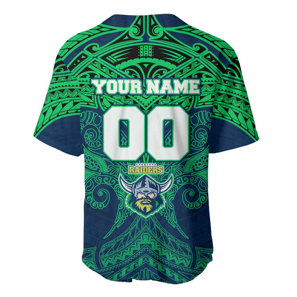Personalized Canberra Raiders Baseball Jersey Polynesian Tribal Pattern Style
