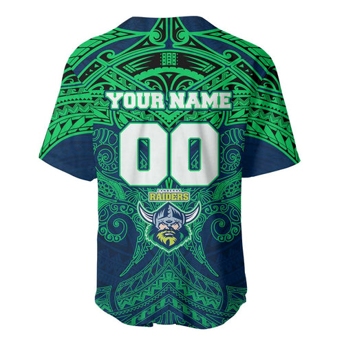 Personalized Canberra Raiders Baseball Jersey Polynesian Tribal Pattern Style