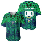 Personalized Canberra Raiders Baseball Jersey Polynesian Tribal Pattern Style