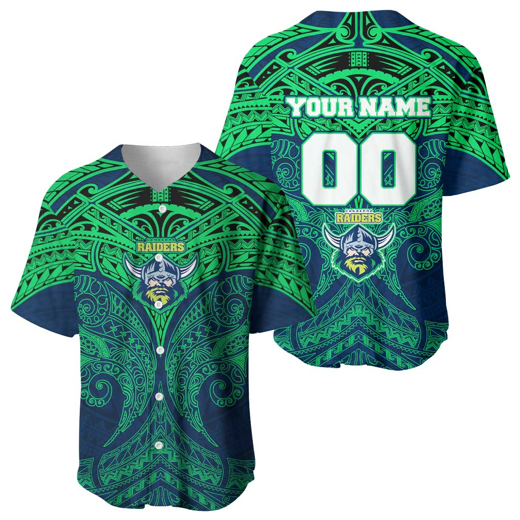 Personalized Canberra Raiders Baseball Jersey Polynesian Tribal Pattern Style