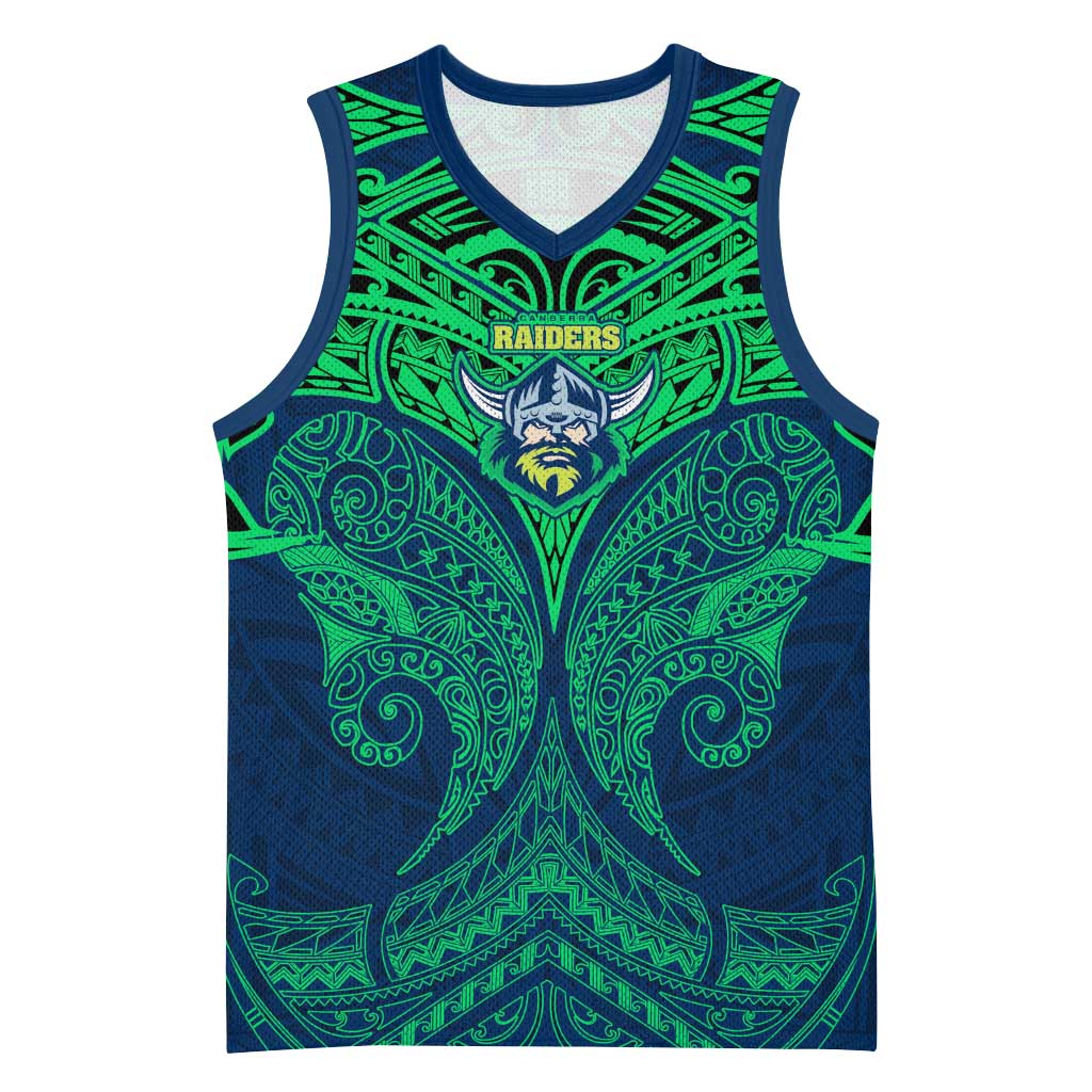 Personalized Canberra Raiders Basketball Jersey Polynesian Tribal Pattern Style