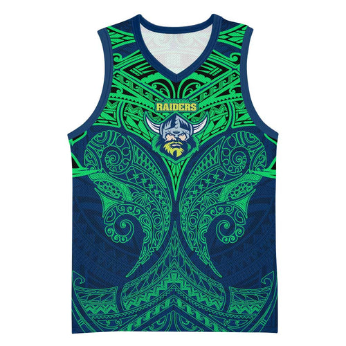 Personalized Canberra Raiders Basketball Jersey Polynesian Tribal Pattern Style