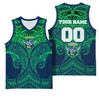 Personalized Canberra Raiders Basketball Jersey Polynesian Tribal Pattern Style