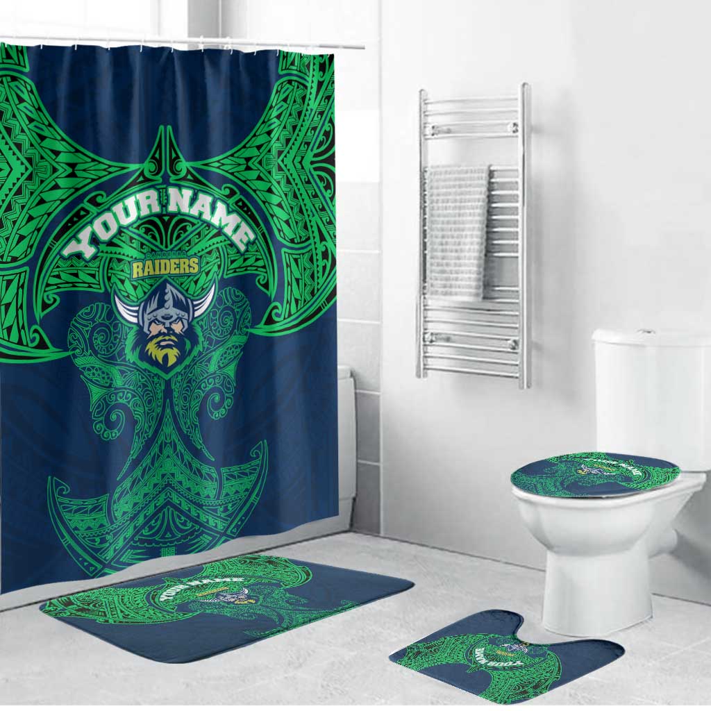Personalized Canberra Raiders Bathroom Set Polynesian Tribal Pattern Style
