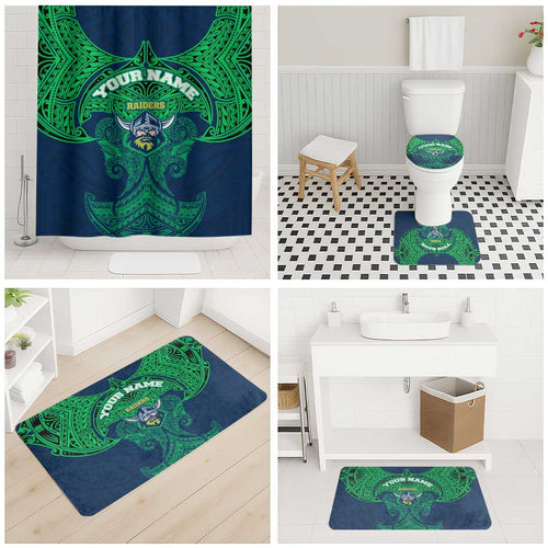 Personalized Canberra Raiders Bathroom Set Polynesian Tribal Pattern Style