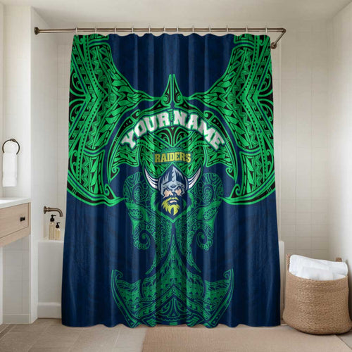 Personalized Canberra Raiders Bathroom Set Polynesian Tribal Pattern Style