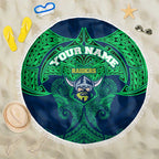 Personalized Canberra Raiders Beach Blanket Polynesian Tribal Pattern Style