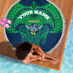 Personalized Canberra Raiders Beach Blanket Polynesian Tribal Pattern Style