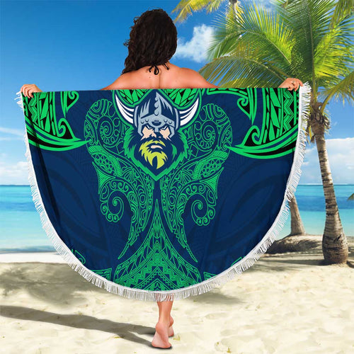 Personalized Canberra Raiders Beach Blanket Polynesian Tribal Pattern Style