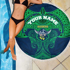 Personalized Canberra Raiders Beach Blanket Polynesian Tribal Pattern Style