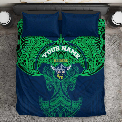 Personalized Canberra Raiders Bedding Set Polynesian Tribal Pattern Style