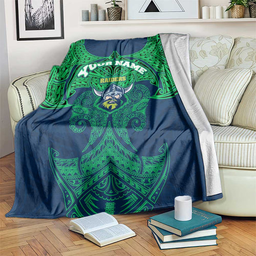 Personalized Canberra Raiders Blanket Polynesian Tribal Pattern Style