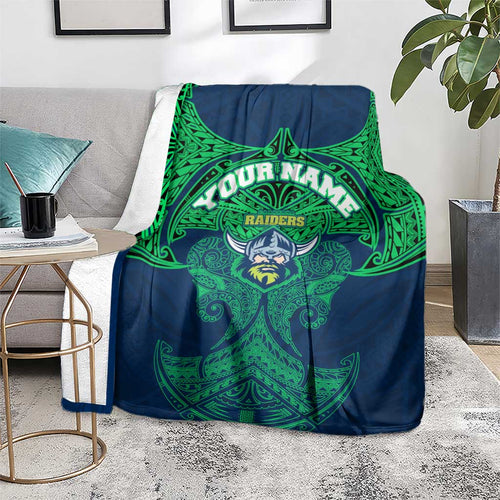 Personalized Canberra Raiders Blanket Polynesian Tribal Pattern Style