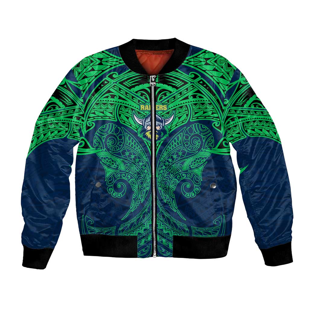 Personalized Canberra Raiders Bomber Jacket Polynesian Tribal Pattern Style