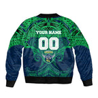 Personalized Canberra Raiders Bomber Jacket Polynesian Tribal Pattern Style
