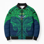 Personalized Canberra Raiders Bomber Puffer Jacket Polynesian Tribal Pattern Style