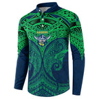 Personalized Canberra Raiders Button Sweatshirt Polynesian Tribal Pattern Style