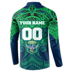 Personalized Canberra Raiders Button Sweatshirt Polynesian Tribal Pattern Style