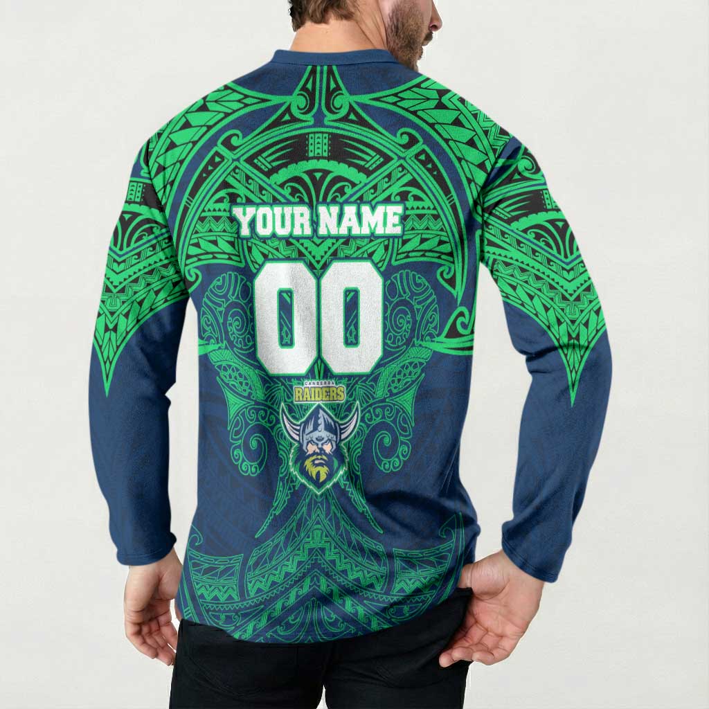 Personalized Canberra Raiders Button Sweatshirt Polynesian Tribal Pattern Style