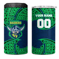 Personalized Canberra Raiders 4 in 1 Can Cooler Tumbler Polynesian Tribal Pattern Style