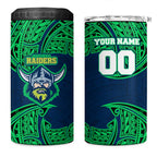 Personalized Canberra Raiders 4 in 1 Can Cooler Tumbler Polynesian Tribal Pattern Style