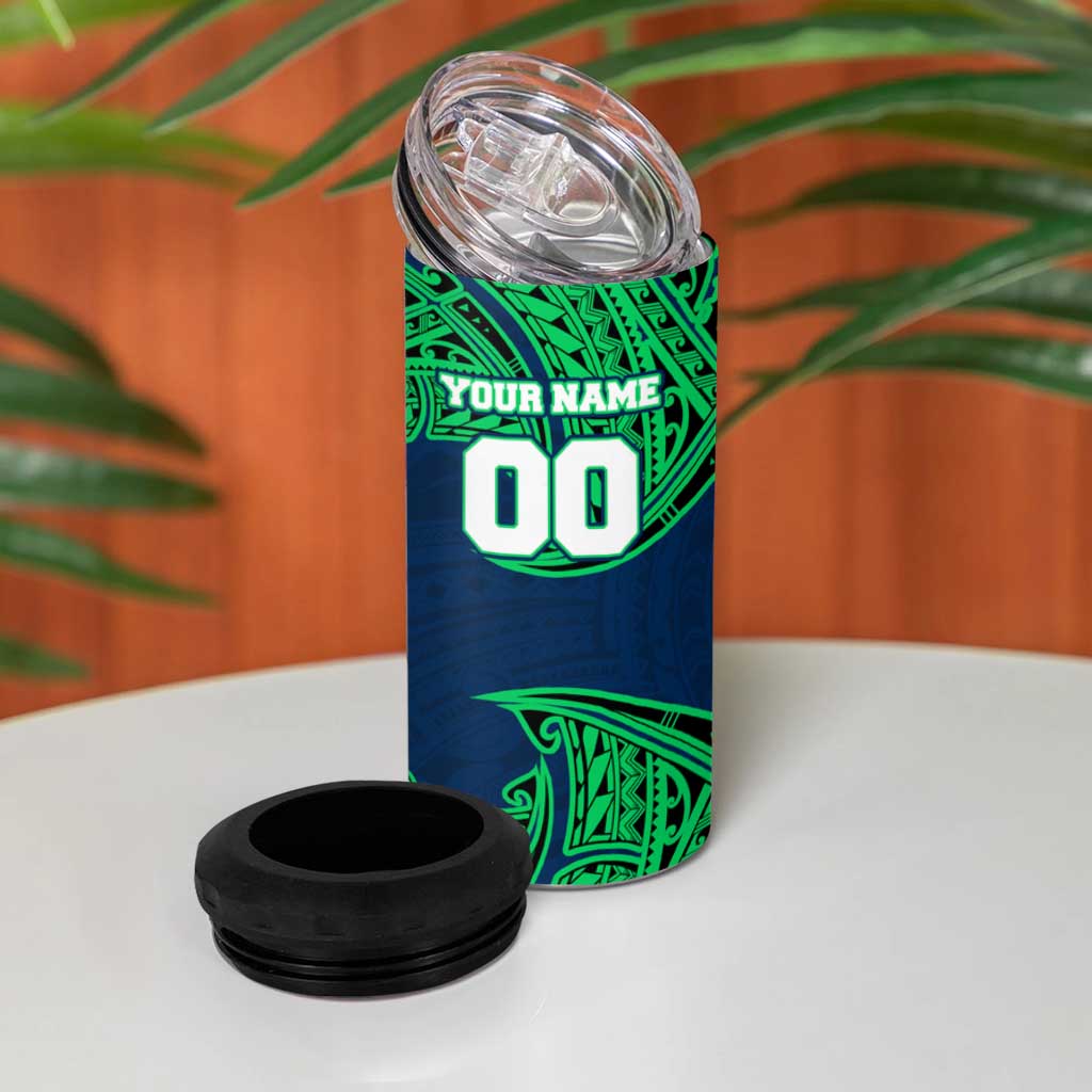 Personalized Canberra Raiders 4 in 1 Can Cooler Tumbler Polynesian Tribal Pattern Style