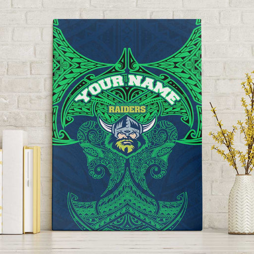 Personalized Canberra Raiders Canvas Wall Art Polynesian Tribal Pattern Style