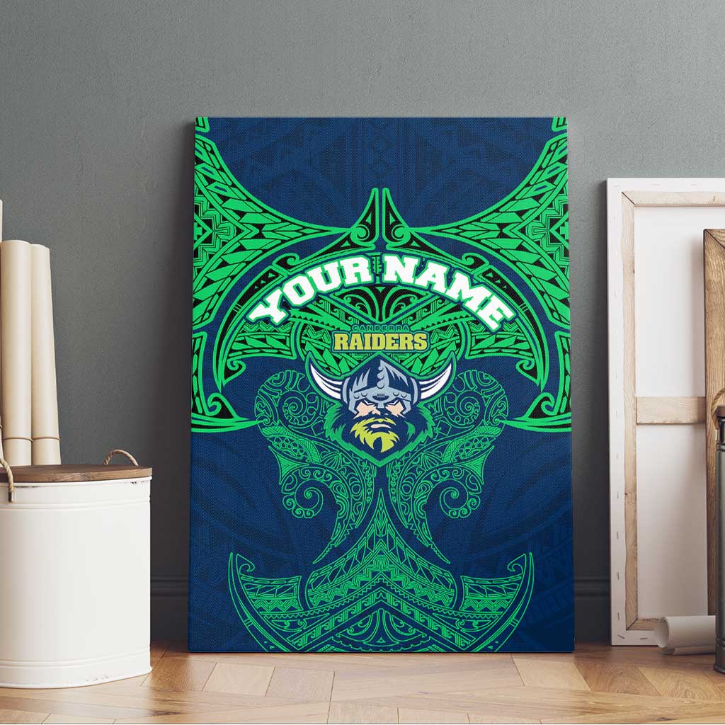 Personalized Canberra Raiders Canvas Wall Art Polynesian Tribal Pattern Style