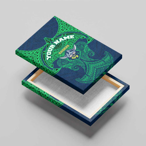 Personalized Canberra Raiders Canvas Wall Art Polynesian Tribal Pattern Style