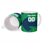 Personalized Canberra Raiders Ceramic Mug Polynesian Tribal Pattern Style