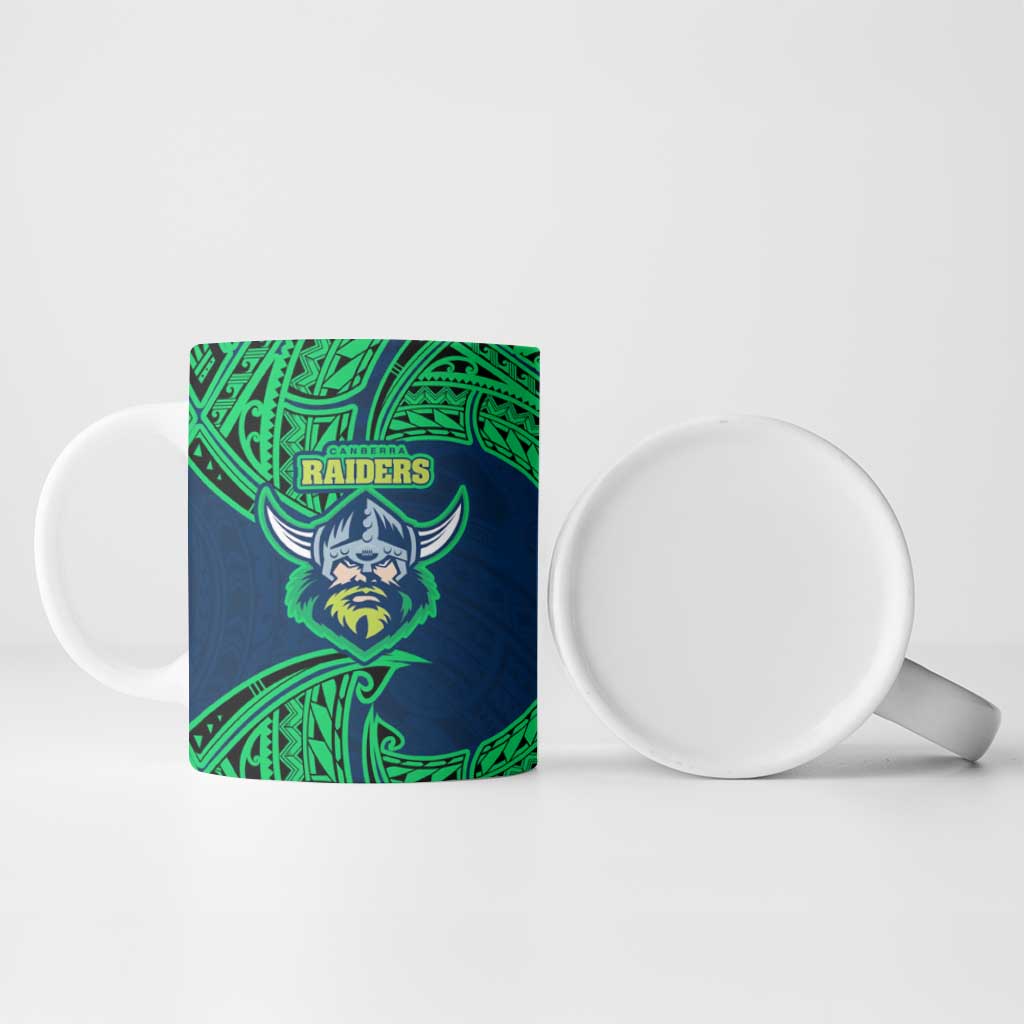 Personalized Canberra Raiders Ceramic Mug Polynesian Tribal Pattern Style