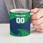 Personalized Canberra Raiders Ceramic Mug Polynesian Tribal Pattern Style