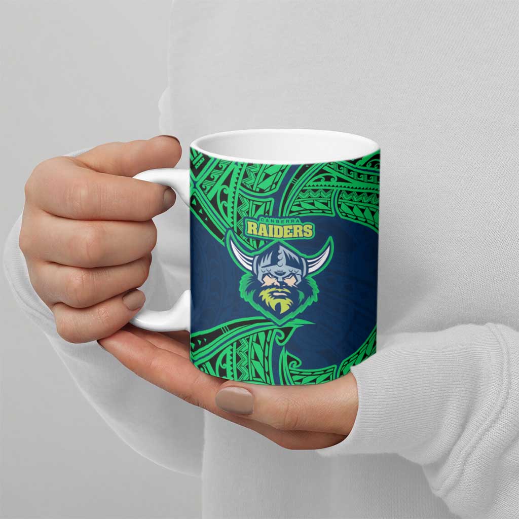 Personalized Canberra Raiders Ceramic Mug Polynesian Tribal Pattern Style
